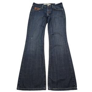 Superlow Pants Womens M Blue Denim Flat Front Mid Rise Bootcut Pockets Jeans